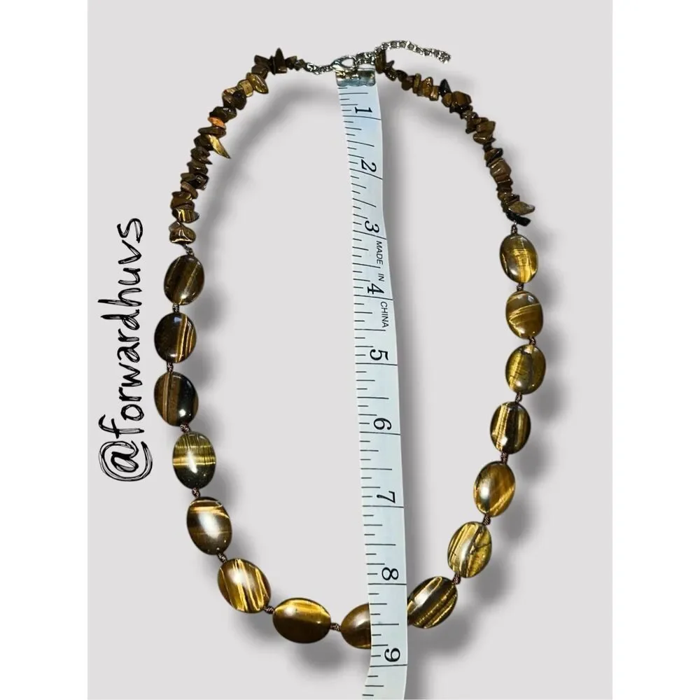 Tiger’s Eye Beaded Necklace Oval Stones & Chips